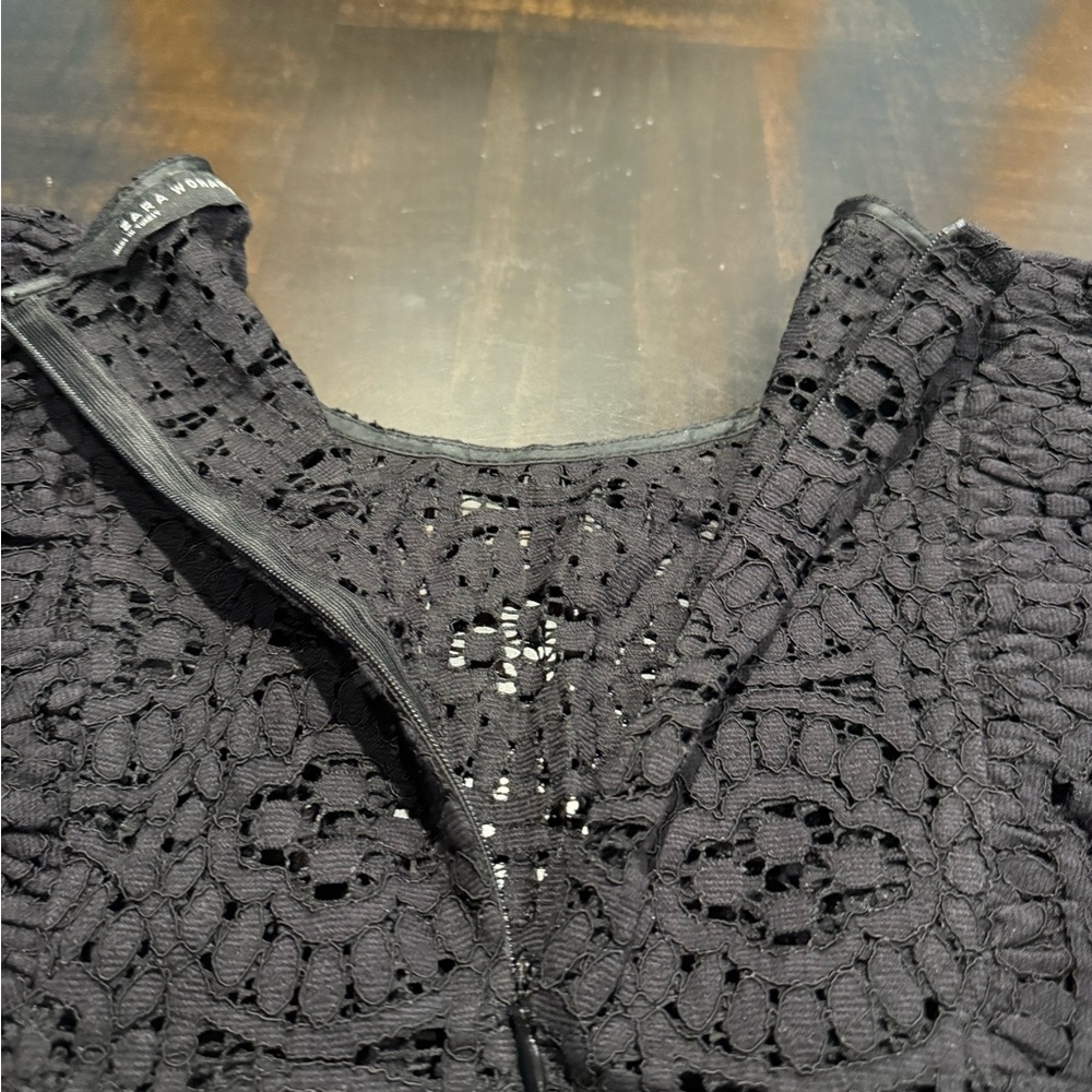 Zara Black Lace Sleeveless Top Size L - Picture 6 of 12